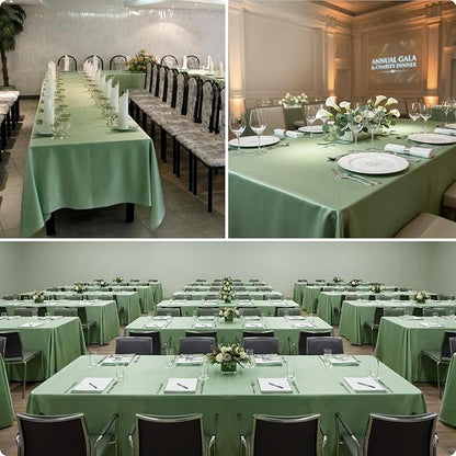 8 Pack Sage Green Tablecloth 60 x 102 Inch Rectangle For 6 Foot Tables | Wrinkle Resistant, Washable Polyester Fabric, Rectangular Table Cloth for Wedding Party Banquet Buffet and Camping