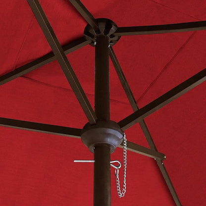 EliteShade USA 10-Year-Non-Fading 6x6Ft Square Market Patio Umbrella, UPF 50+ UV Protection Performance Sun Umbrella, Heavy Duty Commercial Grade Outdoor Table Umbrella with Crank, Windproof Vented Top for Garden, Pool, Deck and Outdoor Playsets, Logo Red