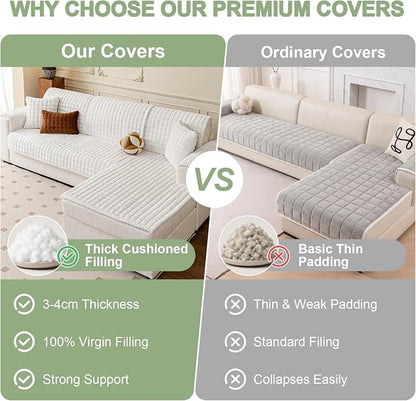 OstepDecor Couch Cover for Dogs, Washable Non Slip Sofa Cover for Pets | Soft Couch Covers for Sofa, Loveseat and Sectional, Furniture Protector Against Pet Hair & Dirt (27.6" x 82.7", Off White)
