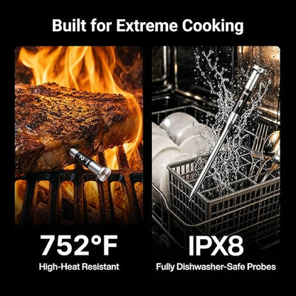 ThermoMaven Sub-1G Wireless Meat Thermometer, No App Needed, 2 Probes | 3000FT Long Range, Digital Smart Base, 6 Sensor NIST Accuracy, IPX8, BBQ Smoker Grill Oven Brisket Steak Turkey Pork Roast