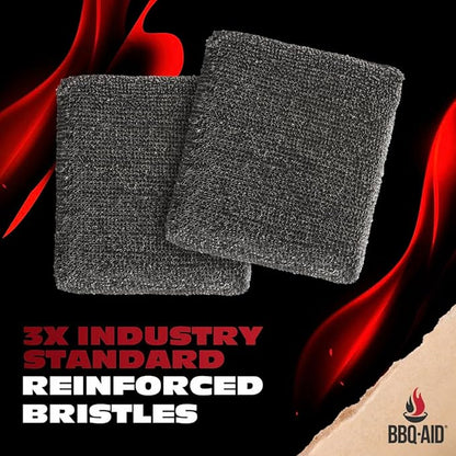 BBQ-AID 2-Pack Bristle Free Grill Brush Replacement Heads – Stainless Steel Poly Mesh Blend, No-Scratch Grill Cleaner Refills for BBQ Grill Brush and Scraper, Safe for All Grill Types