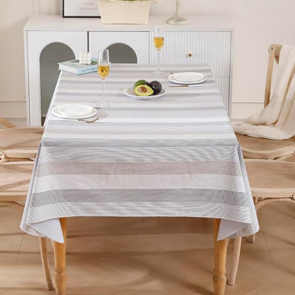 Walrus Heavy Duty Vinyl Tablecloth with Flannel Backing Waterproof Oil-Proof Plastic Table Cloth Stain-Resistant Wipeable Rectangle or Square Table Cover for Indoor and Outdoor (Line,60x84 Inch)