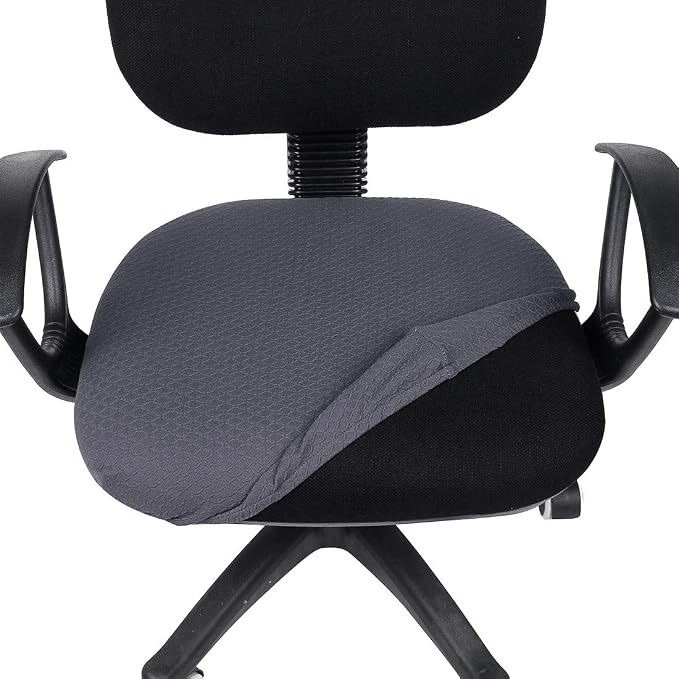 Smiry Office Computer Chair Seat Covers for Desk, Anti-dust Protector | Stretch Jacquard Removable Washable Desk Chair Seat Cushion Protectors, Dark Grey