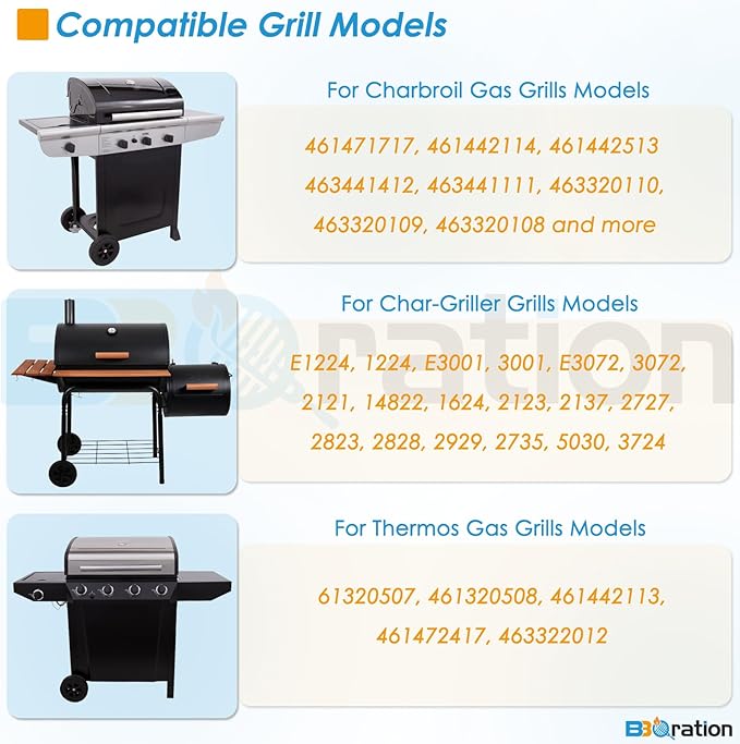 8 Inch G210-0018-W1 Grill Wheels for Charbroil Various Models 461442114 461471717 Char-Griller 1224 3001 2121 Thermos 461472417 463322012 Kenmore and More Charbroil Grill Wheels Replacement