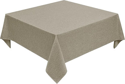 Decorelia Faux Linen Square Tablecloth for Dining Room,Waterproof Texture Decorative Farmhouse Rustic Table Cloth for Indoor Outdoor Party, Holiday Banquet Picnics Patio,52 x 52 Inch (Square),Natural