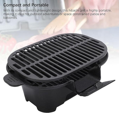 Small Hibachi Grill, Portable Charcoal Grill, Even Heat Distribution, Japanese Yakitori Camping Grill for Camping Backyard Barbecue Cooking