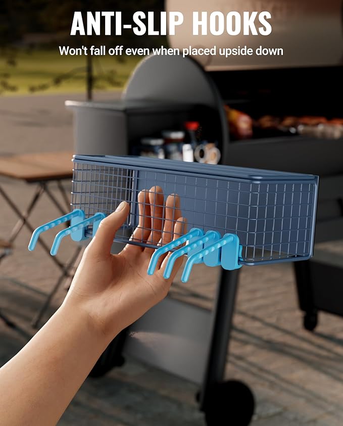 Magnetic Storage Bin for Traeger Grills, Traeger Accessories Compatible with Traeger Pro 22, Pro 34, Pro 575, Pro 780, Ironwood 885/650 & Z GRILLS, PIT BOSS Wood Pellet Smoker (Blue 2 Pack)