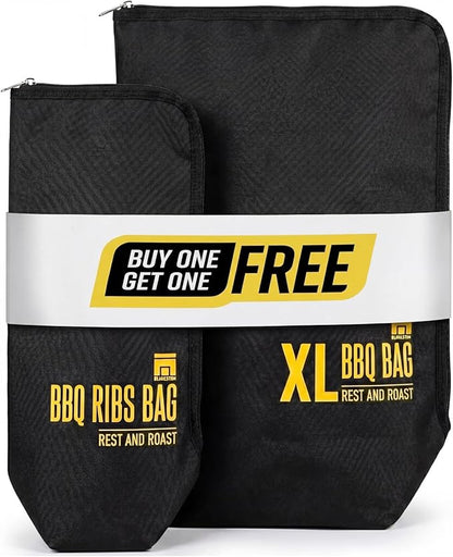 2 Pack BBQ Blanket for Resting Meat & Ribs Bag Bundle, 21" x 15" x 8" and 18" x 8" x 4.5", Insulated Meat Resting Bags, 5-Layer Heat-Resistant Design, Easy-Clean, Heavy-Duty Wide Mouth