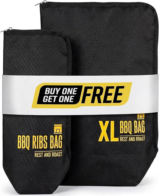 2 Pack BBQ Blanket for Resting Meat & Ribs Bag Bundle, 21" x 15" x 8" and 18" x 8" x 4.5", Insulated Meat Resting Bags, 5-Layer Heat-Resistant Design, Easy-Clean, Heavy-Duty Wide Mouth