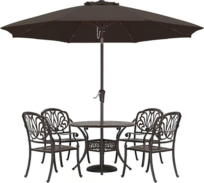ABCCANOPY 9FT Outdoor Patio Umbrella, 8 Ribs Table Umbrella w/Crank for Easy Set Up, Suitable for Garden, Lawn, Deck & Backyard (Brown)