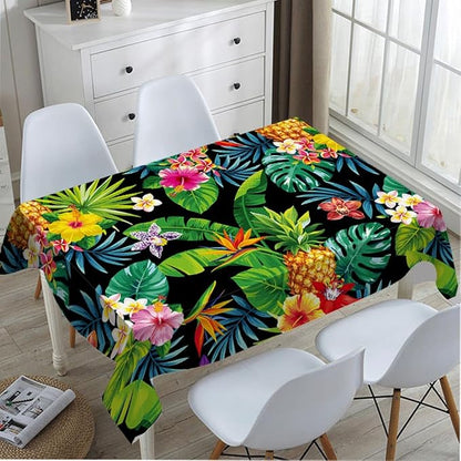 TKS MITLAN Pineapples Decorative Rectangle Tablecloth Hawaii Pineapples Palm Leaves Flowers Polyester Table Cloths Kitchen Table Cover for Dining BBQ Picnic Coffee Table 60 x 84 Inch 6-8 Seats
