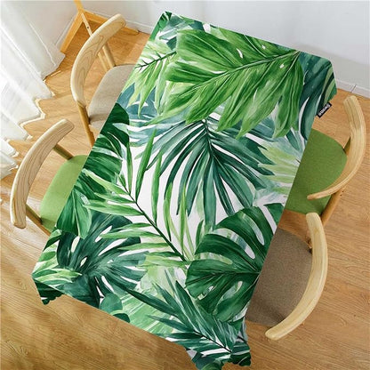 Swono Tropical Palm Leaves Tablecloths Watercolor Palm Tree Green Leaf Kitchen Dinning Tabletop Decoration, Polyester Table Cover for Indoor Outdoor 50x72 Inch Tablecloth