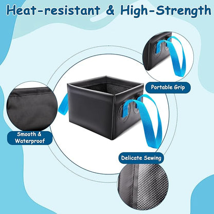 Grill Brush Water Bucket, Collapsible Dunk Tank Grill Brush Bristle Free for Barbecue Cleaner Tank for Steam Grill Brush Cleaning (Blue+Black)