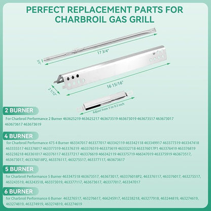 463244819 Grill Replacement Parts for Charbroil Performance 6 Burner 463244819, 463276517, 5 Burner 463347519, 4 Burner 463342119, 463347017, G470-5200-W1 Burner, G470-0004-W1A Heat Plate, Crossover