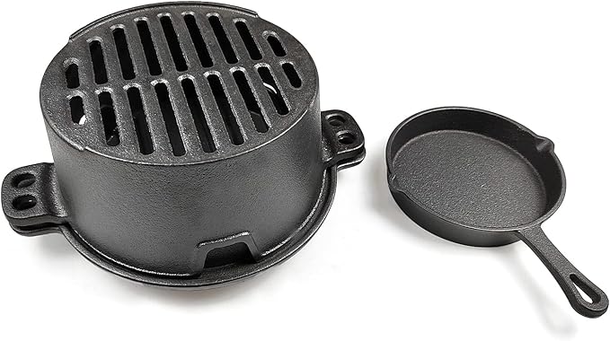 HAWOK Pre-seasoned Hibachi Grill, Charcoal Grill for Outdoor Camping BBQ Cooking………