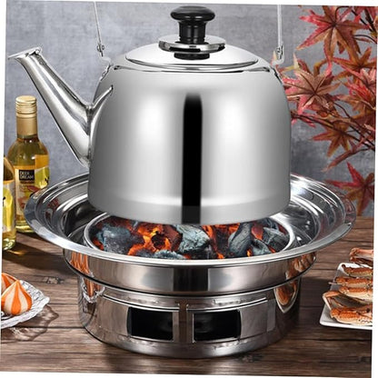 Toyvian Portable Stainless Steel Charcoal Stove Mini Korean Bbq Grill Outdoor Barbecue Oven with Grate for Camping and Home Use