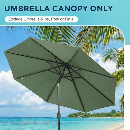 COWVIE Umbrella Canopy Replacement for 8 Ribs Patio Umbrella, Outdoor Table Parasol Replacement for Yard, Canopy Only