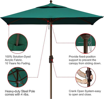 EliteShade USA 10-Year-Non-Fading 6x6Ft Square Market Patio Umbrella, UPF 50+ UV Protection Performance Sun Umbrella, Heavy Duty Commercial Grade Outdoor Table Umbrella with Crank, Windproof Vented Top for Garden, Pool, Deck and Outdoor Playsets, Fores...