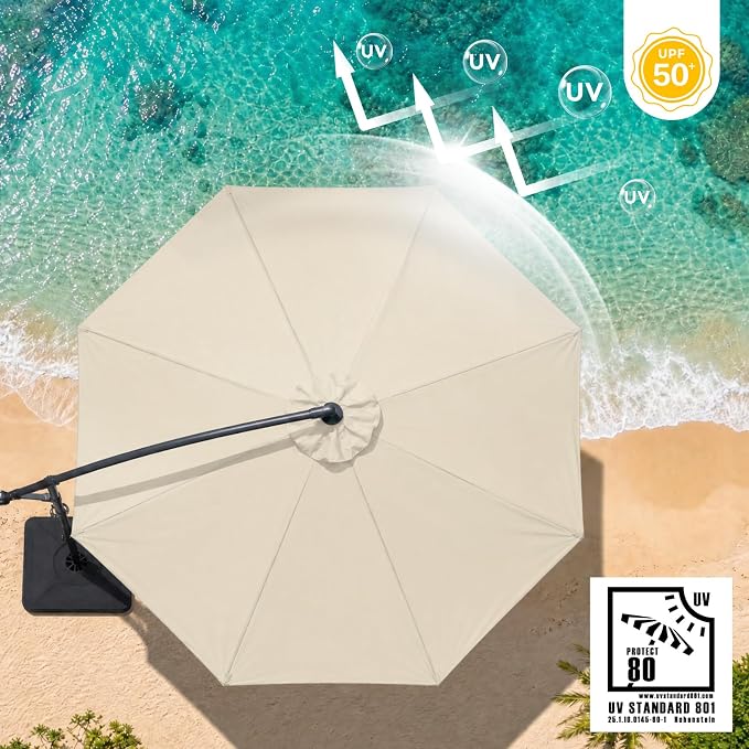 COWVIE Umbrella Canopy Replacement for 8 Ribs Patio Umbrella, Outdoor Table Parasol Replacement for Yard, Canopy Only