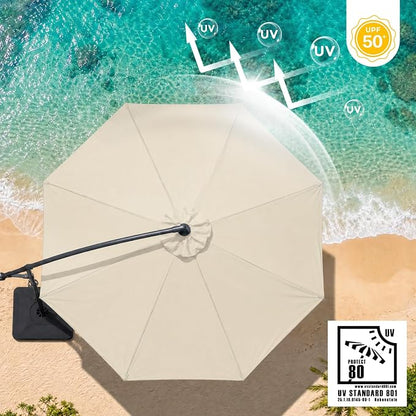 COWVIE Umbrella Canopy Replacement for 8 Ribs Patio Umbrella, Outdoor Table Parasol Replacement for Yard, Canopy Only