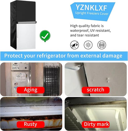 Outdoor Refrigerator Cover 30''W x 33''D x 62''H, 600D Oxford Upright Freezer Cover,Protection for Refrigerator Waterproof, Dustproof, Sun-Proof