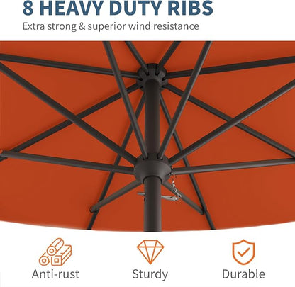 10FT Patio Umbrella, Outdoor Umbrella with Push Button Tilt and Crank, 8 Sturdy Ribs, UV Protection & Waterproof Market Umbrella for Pool, Backyard, Beach,Deck
