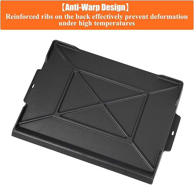 Cast Iron Griddle for Gas Grill and Stove Top, 23" x 16" Universal Flat Top Plate, X-Shaped Reinforced Ridges, Nonstick Coating Large BBQ Flat Top Plate for Camping, Parties