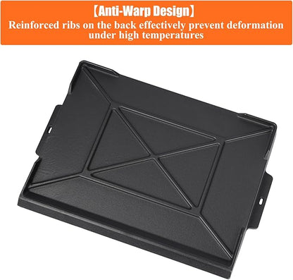 Cast Iron Griddle for Gas Grill and Stove Top, 23" x 16" Universal Flat Top Plate, X-Shaped Reinforced Ridges, Nonstick Coating Large BBQ Flat Top Plate for Camping, Parties