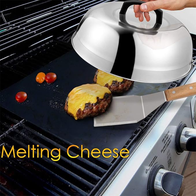 12 inch Cheese Melting Dome, HaSteeL Heavy Duty Round Basting Steam Cover, Stainless Steel Griddle Grill Accessories for Flat Top BBQ Kitchen Cooking Indoor & Outdoor, Dishwasher Safe - (2Packs)