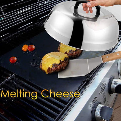 12 inch Cheese Melting Dome, HaSteeL Heavy Duty Round Basting Steam Cover, Stainless Steel Griddle Grill Accessories for Flat Top BBQ Kitchen Cooking Indoor & Outdoor, Dishwasher Safe - (2Packs)