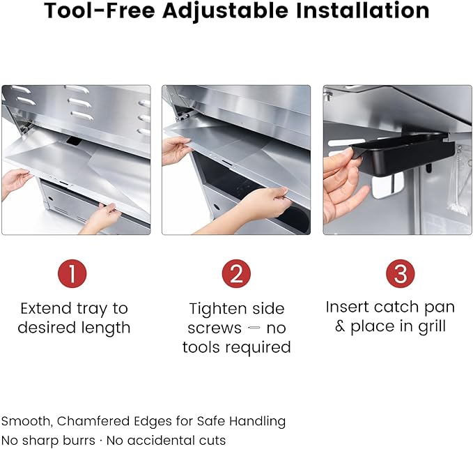 Adjustable Universal Grease Tray with Catch Pan - Extends 23.6" to 31.6", Fits 3/4/5 Burner Gas Grills for Nexgrill, Charbroil, Dyna-Glo, Kenmore, BHG, Grill Master, Uniflame