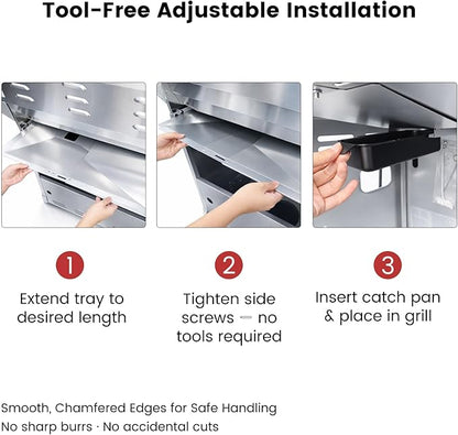 Adjustable Universal Grease Tray with Catch Pan - Extends 23.6" to 31.6", Fits 3/4/5 Burner Gas Grills for Nexgrill, Charbroil, Dyna-Glo, Kenmore, BHG, Grill Master, Uniflame