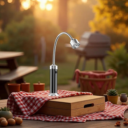 BBQ Grill Light with Attachment Force Base, 360° Flexible Gooseneck, 9 LED, Plastic Case Included, Portable, Black, for Grilling, Repairing, Camping, 7.1 x 4.7 x 1.8 in / 18 x 12 x 4.6 cm