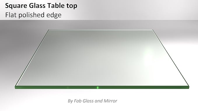 Tempered Glass Table Top 42 Inch Square Flat Polished Edge Clear Surface 1/4 Inch Thick for Home Office or Outdoor Furniture by Fab Glass and Mirror