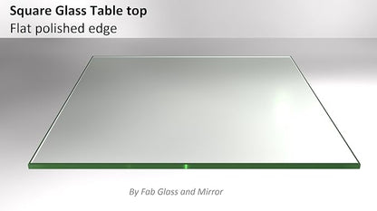 Tempered Glass Table Top 42 Inch Square Flat Polished Edge Clear Surface 1/4 Inch Thick for Home Office or Outdoor Furniture by Fab Glass and Mirror