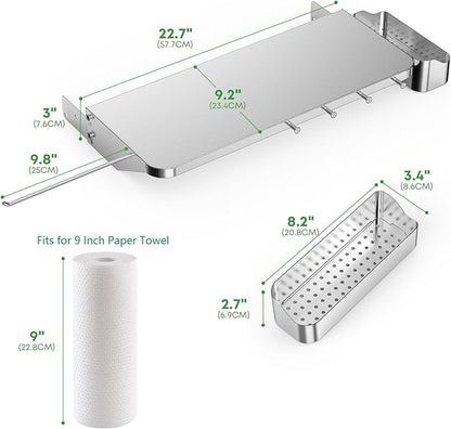 Stanbroil Stainless Steel Folding Front Shelf for Traeger 20 Series Pellet Grills, Grill Accessories with Caddy Organizer, Paper Towel Holder & Hook for Traeger BAC361 Shelf