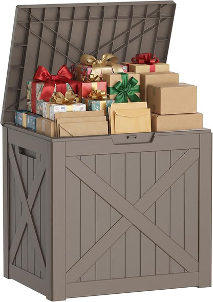 40-Gallon Outdoor Storage Box, Waterproof Deck Box for Patio Cushions, Garden Tools, Pool Accessories, Lockable Outside Storage Bin for Backyard & Deck (Grey)
