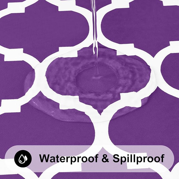 Smiry Rectangle Tablecloth, Waterproof Vinyl Tablecloths with Flannel Backing for Rectangle Tables, Wipeable Spillproof Plastic Tablecloth for Dining, Camping, Indoor and Outdoor (60"x84", Purple)