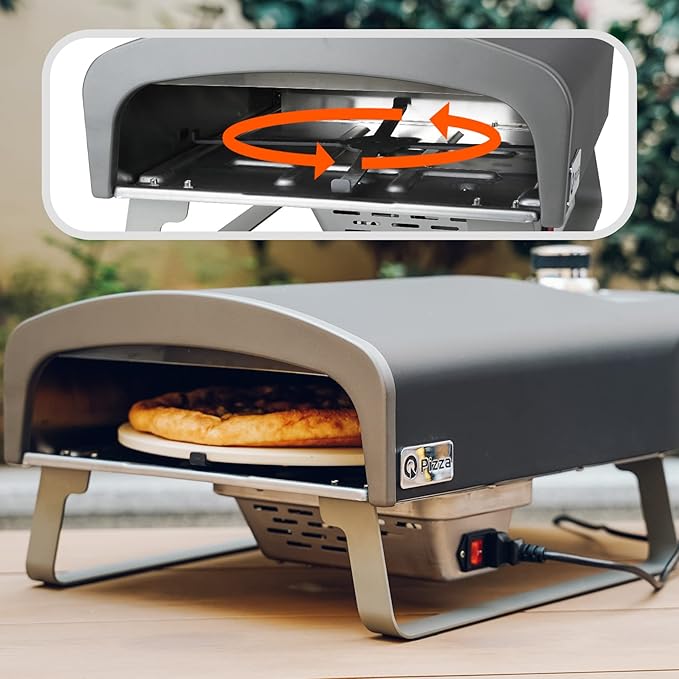 Gas Pizza Oven with Automatic Rotating Stone, Portable Propane Gas Grill Oven for Outdoor Cooking Kitchen Backyard Party Beach RV Tailgating Camping, PS102