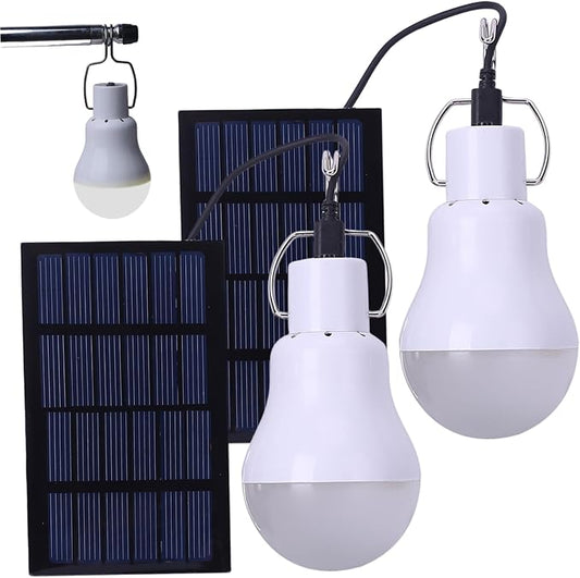 2Pcs Portable Rechargeable Solar Light Bulb, Camping Light Outdoor for Hiking Fishing Tent Indoor Shed Chicken Coop