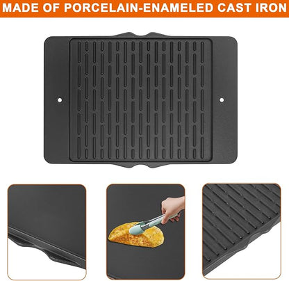 7598 Grill Griddle for Weber Spirit 300 Series Spirit E310 S-310 E-315 S-315 E-320 S-320 E-330 S-330 Spirit II E310 S-310Grill, Reversible Replacement Cast Iron Griddle Double Sided