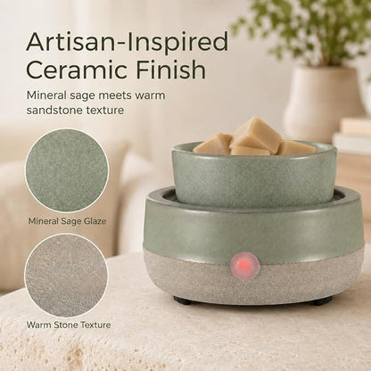 Wax Melt Warmer, Ceramic Electric Candle Wax Warmer 3-in-1 Oil Burner Fits Yankee Large Jar, Scented Candle Holder for Home Decor Thanksgiving Christmas Day Gifts (02-Light Green)