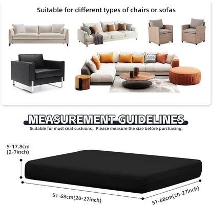 Patio Cushion Covers,Outdoor Cushions Covers,Stretch Cushion Covers Replacement, Washable and Reusable Furniture Protectors (.Black, 12pcs)