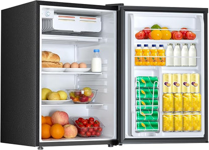 Electactic 4.5 Cu.ft Mini Fridge with Freezer, Compact Refrigerator with Reversible Single Door, Adjustable Thermostat, Low Noise, Energy Efficient for Office, Dorm, Bedroom, Apartment BLACK
