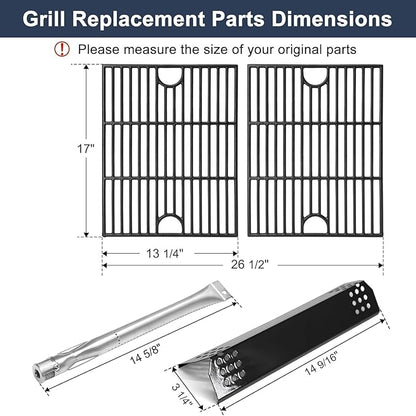 Criditpid Grill Replacement Parts for Grillmaster 720-0697 7200697 Gas Grill, Grease Tray, Grid Grates, Heat Plate & Burners Kit for Nexgrill Nexgrill 720-0697 & Grill Master 720-0697 Gas Grills.