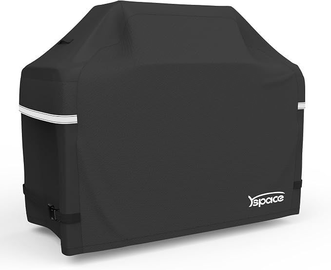 YSPACE 52 Inch Grill Cover Heavy Duty Waterproof for Weber Spirit 300 | BBQ Gas Grill Cover Fits Spirit E-310 E-315 E-330 Char-Broil Nexgrill Reflective Strips Buckle Straps, Black