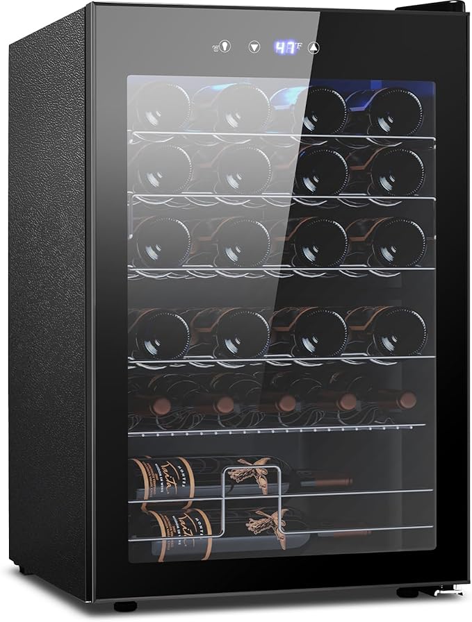 Electactic Wine Cooler Refrigerator 4.4Cu.ft, 37 Bottle Freestanding Cabinet Wine Cellars, Wine Fridge with Glass Door for Home Use, Protecting Your Reds and Whites