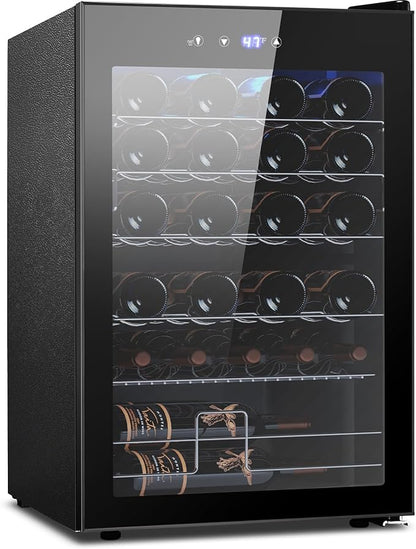 Electactic Wine Cooler Refrigerator 4.4Cu.ft, 37 Bottle Freestanding Cabinet Wine Cellars, Wine Fridge with Glass Door for Home Use, Protecting Your Reds and Whites