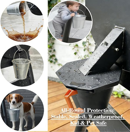 Upgraded Grease Bucket with Lid & 12 Foil Liners for Traeger - Smoker Drip Bucket, Grease Catcher Compatible with Pit Boss, Z Grills, Recteq Pellet Grill Accessories