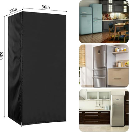 Outdoor Refrigerator Cover 30''W x 33''D x 62''H, 600D Oxford Upright Freezer Cover,Protection for Refrigerator Waterproof, Dustproof, Sun-Proof